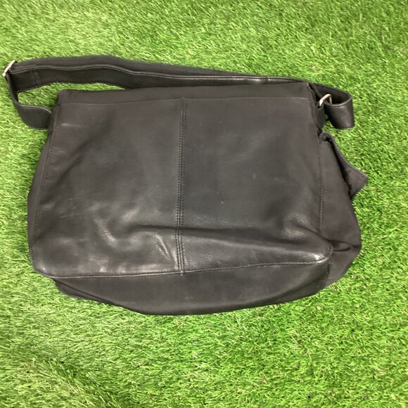 Vintage Fossil Classic Black Leather Briefcase Messanger Bag - Picture 11 of 16
